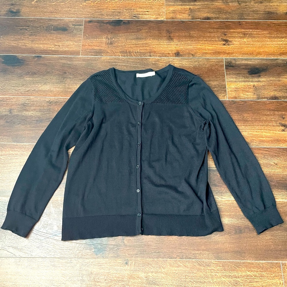 JustFab Black Crew Neck Button Down Cardigan Size XXL.